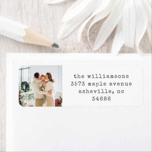 Simple Retro Typewriter Photo Return Address Label