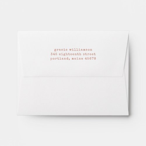 Simple Retro Typewriter Terracotta Return Address Envelope