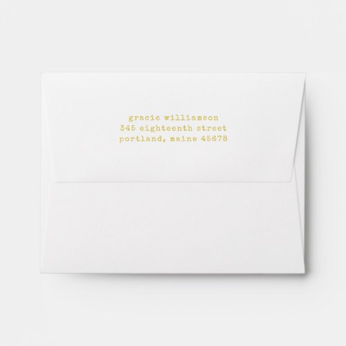 Simple Retro Typewriter Yellow Return Address Envelope