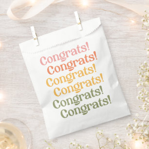 Simple Retro Typography Congrats Yellow and Green Favor Bag