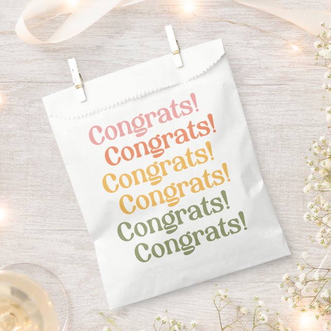 Simple Retro Typography Congrats Yellow and Green  Favor Bag (Clipped)