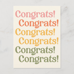 Simple Retro Typography Congrats Yellow and Green Postcard