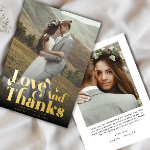 Simple Retro Typography Love and Thanks Photo Foil Invitation