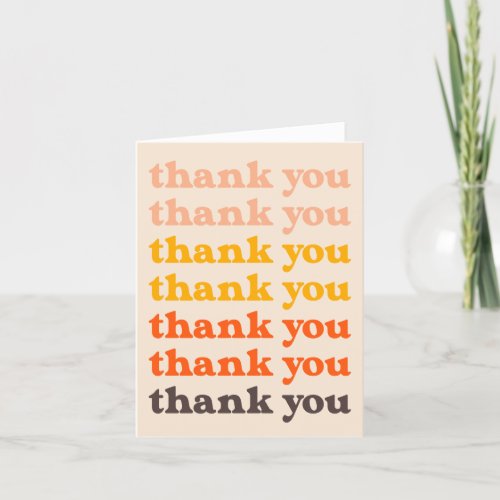 Simple Retro Typography Peach and Yellow Thank You Card