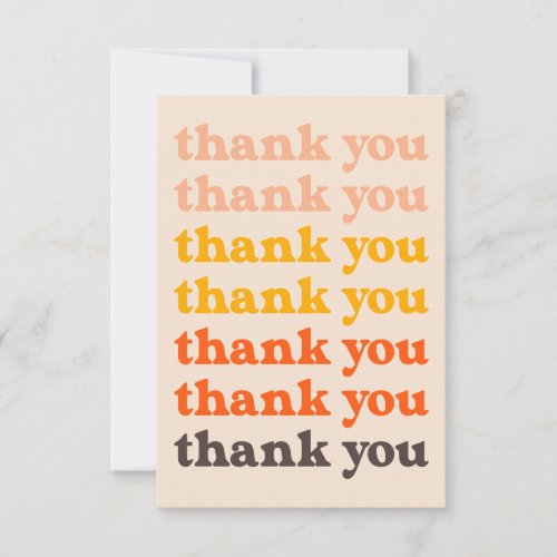 Simple Retro Typography Peach Yellow Brown Thank You Card