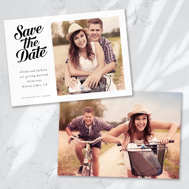 Simple Retro Typography Photo Save The Date (Creator Uploaded)