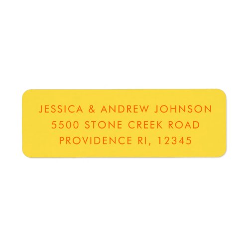 Simple Retro Unique Orange Yellow Return Address  Label