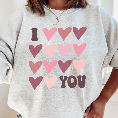 Simple Retro Valentines Day Hearts Pink Modern  Sweatshirt