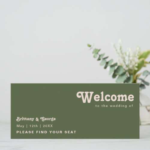 Simple Retro Vibe Olive Green Seating Chart Header