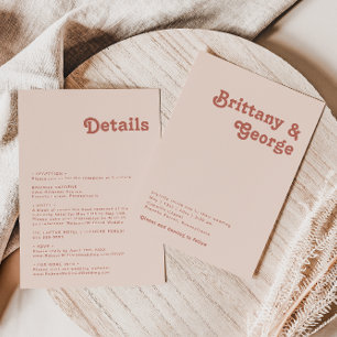 Simple Retro Vibes Blush Pink All In One Wedding Invitation