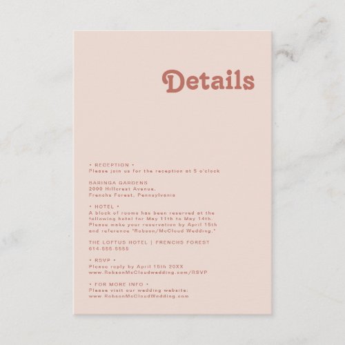 Simple Retro Vibes  Blush Pink Details Enclosure Card