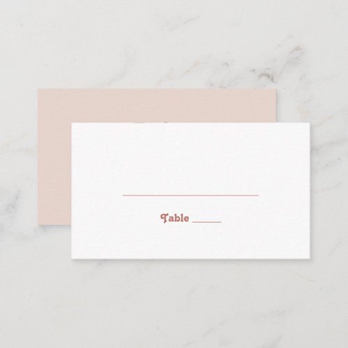 Simple Retro Vibes  Blush Pink Flat Wedding Place Card