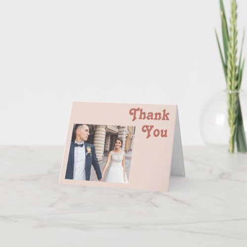 Simple Retro Vibes  Blush Pink Folded Photo Thank You Card