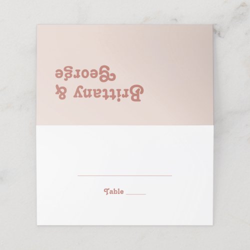 Simple Retro Vibes  Blush Pink Folded Place Card