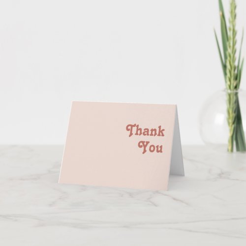 Simple Retro Vibes  Blush Pink Folded Thank You Card
