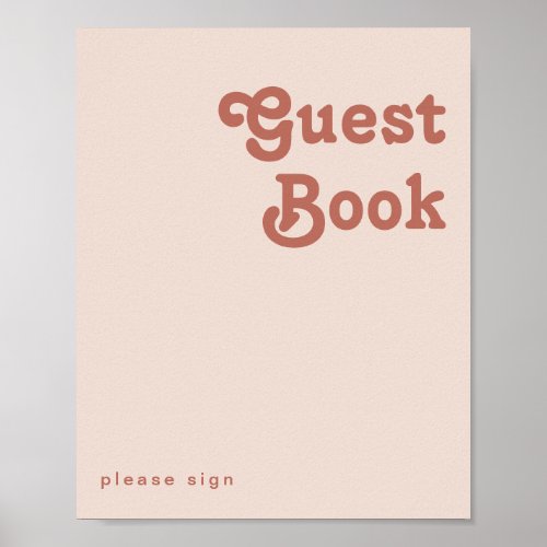 Simple Retro Vibes  Blush Pink Guest Book Sign