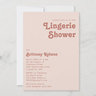 Simple Retro Vibes   Blush Pink Lingerie Shower Invitation