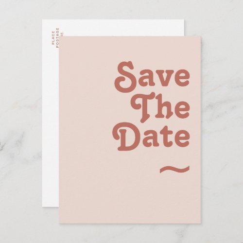 Simple Retro Vibes  Blush Pink Save The Date Invitation Postcard