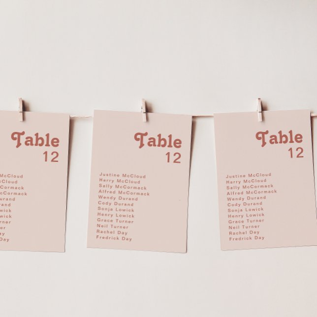 Simple Retro Vibes | Blush Pink Table Number Chart (Creator Uploaded)