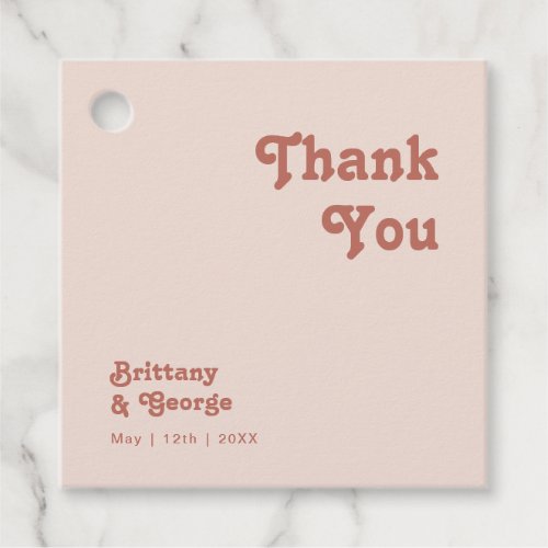 Simple Retro Vibes  Blush Pink Thank You Favor Tags