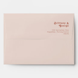 Simple Retro Vibes | Blush Pink Wedding Invitation Envelope