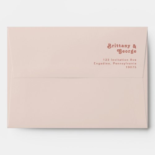 Simple Retro Vibes  Blush Pink Wedding Invitation Envelope