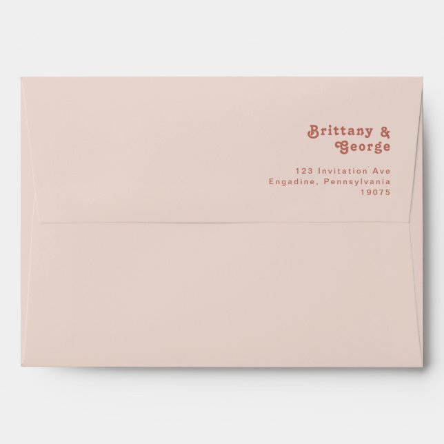 Simple Retro Vibes | Blush Pink Wedding Invitation Envelope (Back (Top Flap))