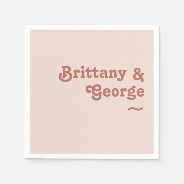 Simple Retro Vibes | Blush Pink Wedding Napkins (Front)