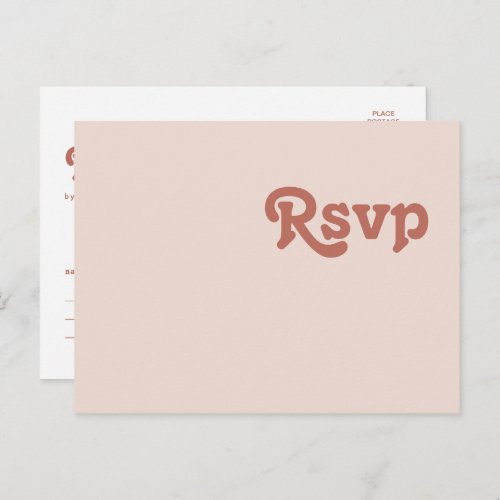 Simple Retro Vibes  Blush Pink Wedding RSVP Postcard