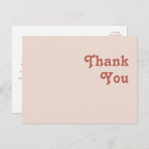 Simple Retro Vibes Blush Pink Wedding Thank You Postcard