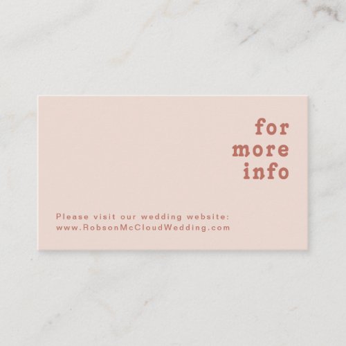 Simple Retro Vibes  Blush Pink Wedding Website Enclosure Card