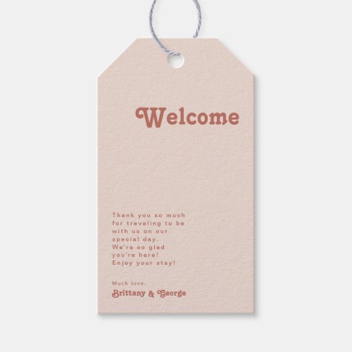 Simple Retro Vibes  Blush Pink Wedding Welcome Gift Tags