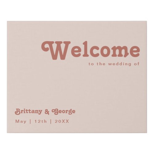 Simple Retro Vibes  Blush Pink Welcome Faux Canvas Print