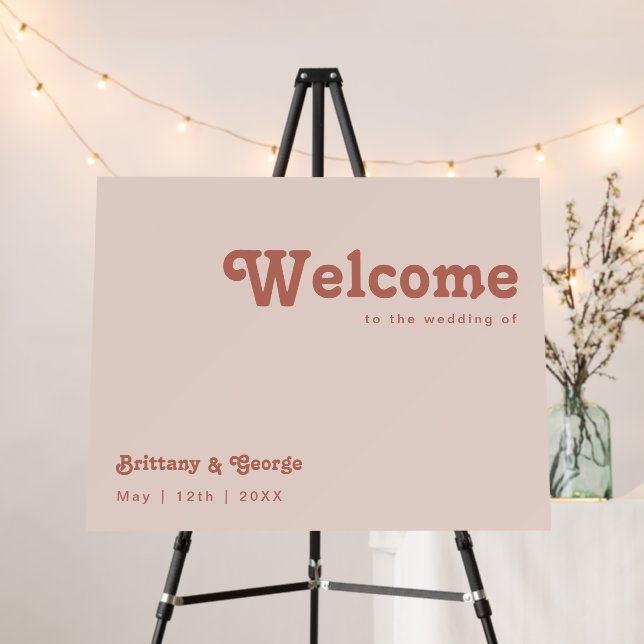 Simple Retro Vibes | Blush Pink Welcome Foam Board (In Situ (Stand))