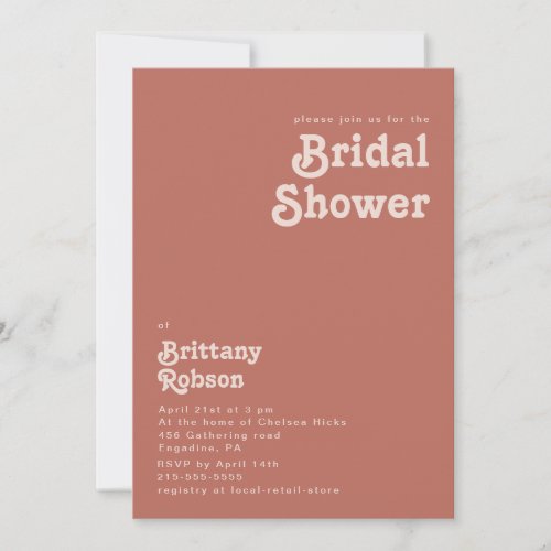 Simple Retro Vibes  Old Rose Bridal Shower Invitation