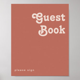 Simple Retro Vibes Old Rose Guest Book Sign