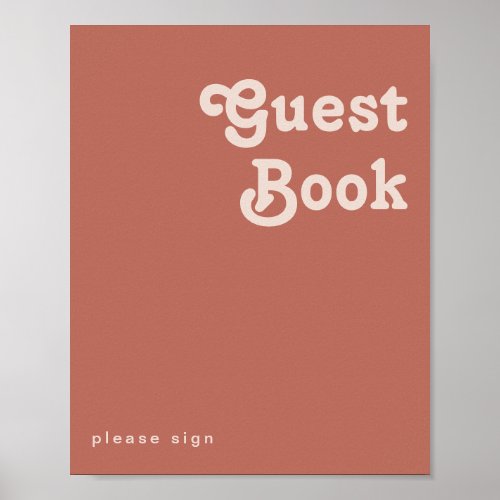Simple Retro Vibes  Old Rose Guest Book Sign