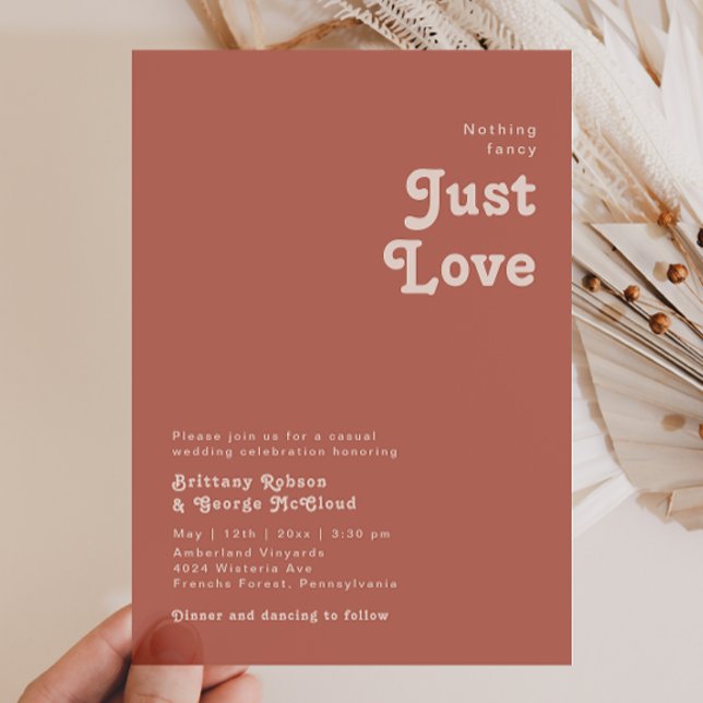 Simple Retro Vibes Old Rose Nothing Fancy Wedding Invitation (Creator Uploaded)