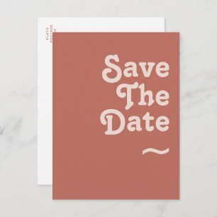 Simple Retro Vibes Old Rose Save The Date Invitation Postcard