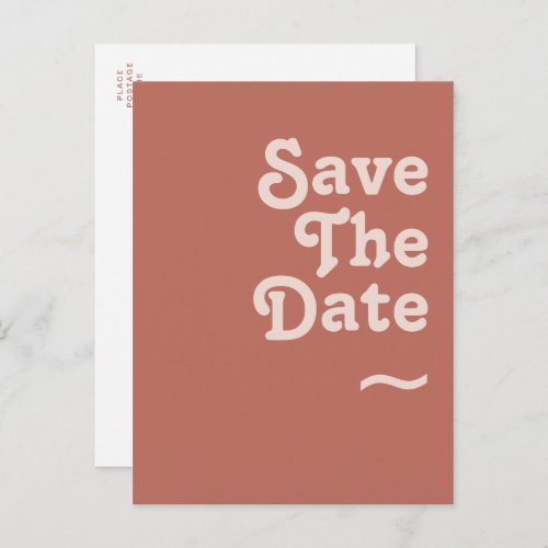 Simple Retro Vibes  Old Rose Save The Date Invitation Postcard