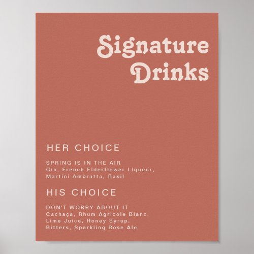 Simple Retro Vibes  Old Rose Signature Drinks Poster