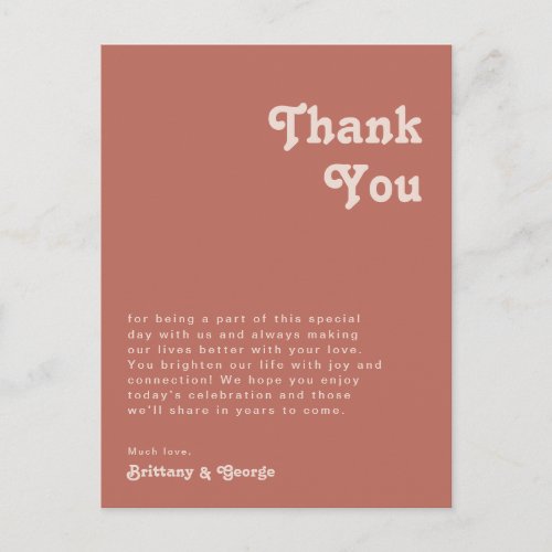 Simple Retro Vibes  Old Rose Table Thank You Card