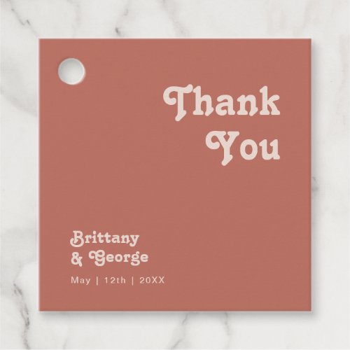 Simple Retro Vibes  Old Rose Thank You Favor Tags