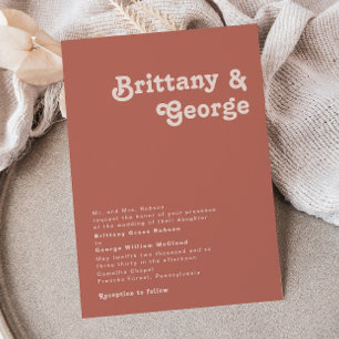 Simple Retro Vibes   Old Rose Traditional Wedding Invitation