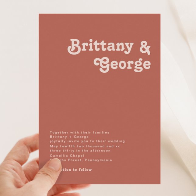 Simple Retro Vibes | Old Rose Wedding Invitation (Creator Uploaded)