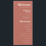 Simple Retro Vibes | Old Rose Wedding Program<br><div class="desc">This simple retro vibes | old rose wedding program is perfect for your classic funky vintage earth tones wedding. The design features a minimalist hippie rustic boho font. The neutral southwest desert color palette and earthy bohemian mid-century lettering combine for a perfect, minimal modern western destination design. Feel free to...</div>