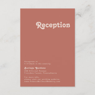 Simple Retro Vibes   Old Rose Wedding Reception Enclosure Card