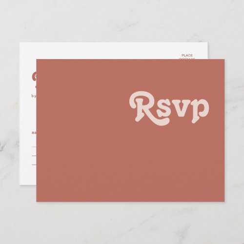 Simple Retro Vibes  Old Rose Wedding RSVP Postcard