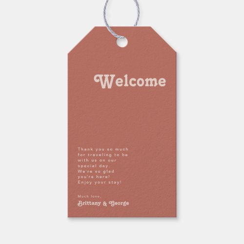 Simple Retro Vibes  Old Rose Wedding Welcome Gift Tags