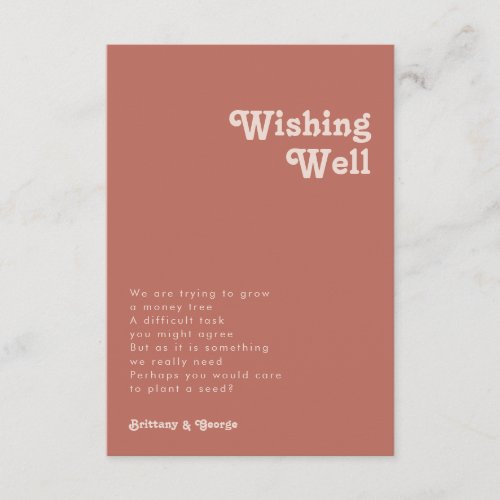 Simple Retro Vibes  Old Rose Wedding Wishing Well Enclosure Card
